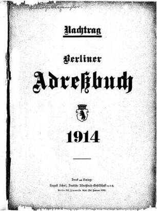Nachtrag Berliner Adreßbuch 1914