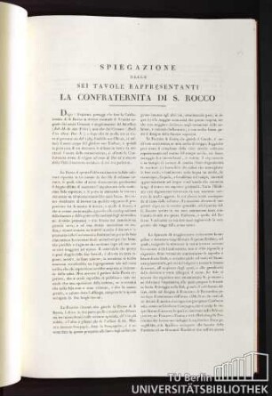 Spiegazione delle sei Tavole rappresentanti la Confraternita di S. Rocco