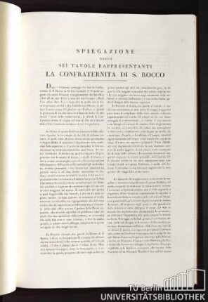 Spiegazione delle sei Tavole rappresentanti la Confraternita di S. Rocco