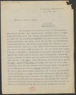 Brief an B. Schott's Söhne : 04.05.1922