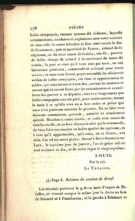 (4) Page 6. Relation du combat de Senef.