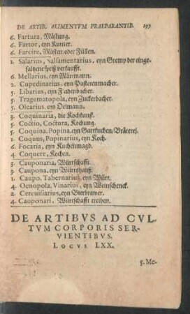De Artibus Ad Cultum Corporis Servientibus. Locus LXX.