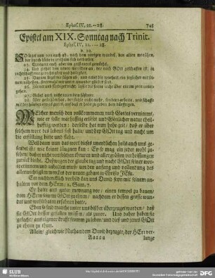 Epistel am XIX. Sonntag nach Trinit. Ephes. IV, 22. --- 28. v. 22.