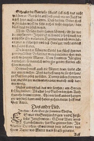 Das ander Lied. || Jm thon: Lobt Gott jhr frommen Christen. ||