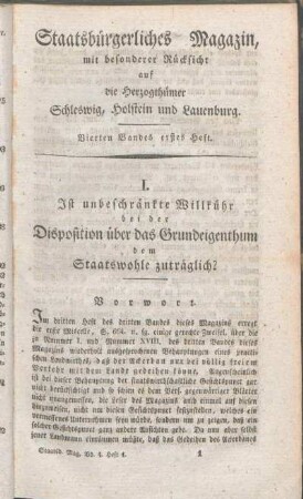 Vierten Bandes erstes Heft.