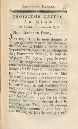 Troisieme lettre. Au meme