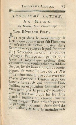 Troisieme lettre. Au meme