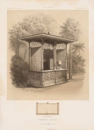 Trinkhalle, Paris: Perspektivische Ansicht (aus: Architektonisches Skizzenbuch, H. 89/1, 1868)