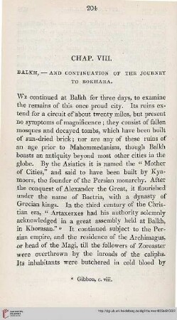 Chapter VIII: Balkh, and Journey to Bokhara