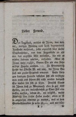 [Erster Brief] Lieber Freund, ...