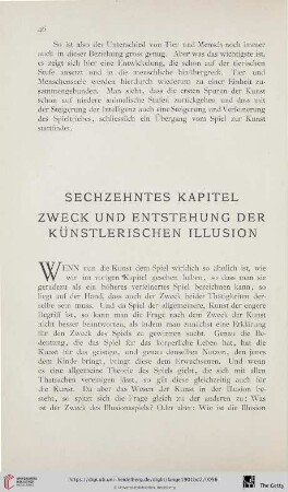 Sechzehntes Kapitel: Zweck und Entstehung der künstlerischen Illusion