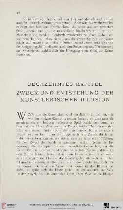 Sechzehntes Kapitel: Zweck und Entstehung der künstlerischen Illusion