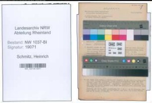 Entnazifizierung Heinrich Schmitz , geb. 14.10.1901 (Kreisinspektor)