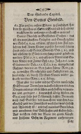 Das Siebende Capitel. Von Gottes Ebenbild. = Caput VII. De Imagine Dei.