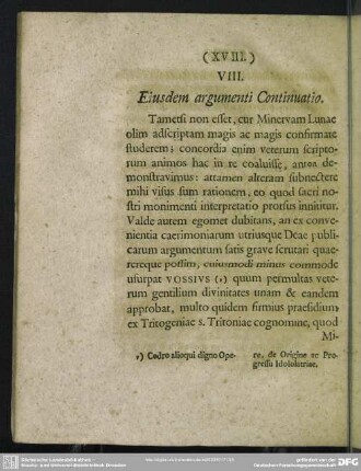 VIII. Eiusdem argumenti Continuatio