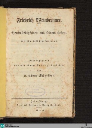 Denkwürdigkeiten aus seinem Leben, von ihm selbst geschrieben