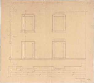 Fischer, Theodor; Würzburg, Münsterplatz; Sparkasse - Südseite des Ostflügels (Grundriss, Ansicht)