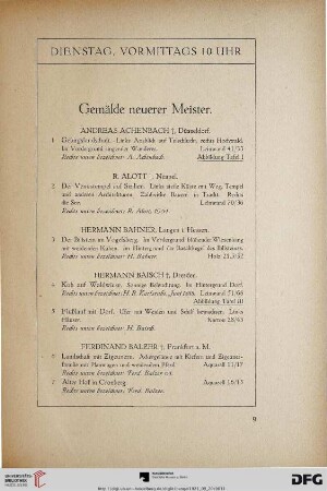 Gemälde neuerer Meister (Nr. 1-250)