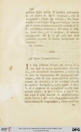 XXII. Al Conte Varano Ferrara