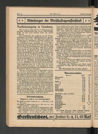Warenverzeichnis.