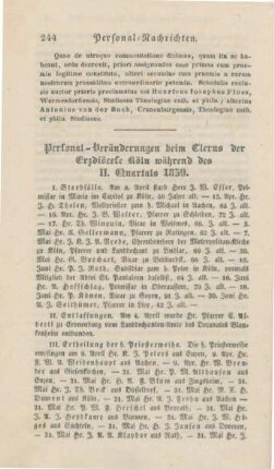 244-246 Personalnachrichten aus der Erzdiözese Köln