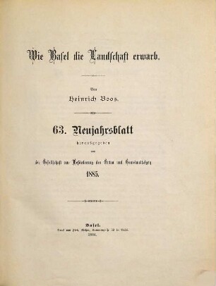 Wie Basel die Landschaft erwarb