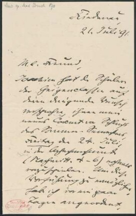 Brief an Philipp Spitta : 21.07.1891