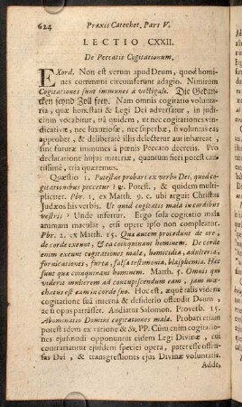 624-635, Lectio CXXII. De Peccatis Cogitationum. - Lectio CXXIV. De Gula & Ebrietate.