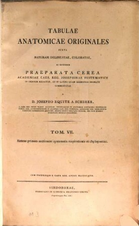 Tabulae anatomicae, quae exhibent Musaei Anatomici Academiae Caes. Reg. Iosephinae praeparata cerea. 7 [ca. 1825]