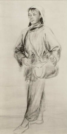 Das Mädchen mit der roten Trommel (in Art eines chinesischen Rollbildes)