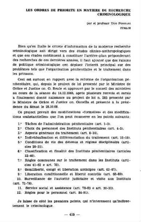 415-422, Les ordres de priorite en matiere de recherche criminologique