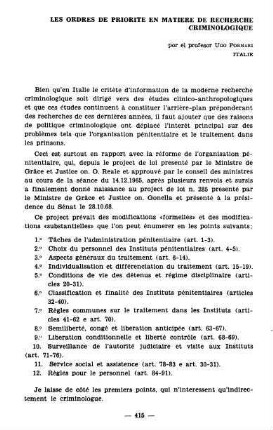 415-422, Les ordres de priorite en matiere de recherche criminologique