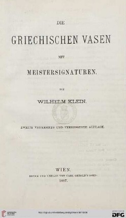 Die griechischen Vasen mit Meistersignaturen