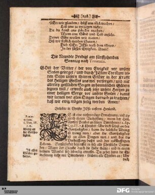 Die Neundte Predigt am fünffzehenden Sonntag nach Trinitatis.