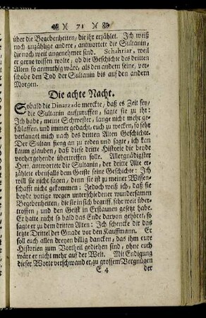 Die achte Nacht.