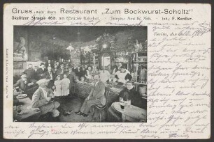 Ansichtskarte Restaurant "Zum Bockwurst-Scholtz", Skalitzer Straße 46b