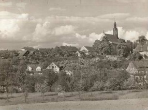 Weißenberg bei Bautzen. Ortsteilansicht mit Kirche