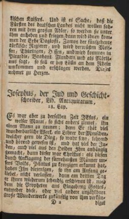 Josephus, der Jud und Geschichtschreiber, Lib. Antiquitatum, 18. Cap.