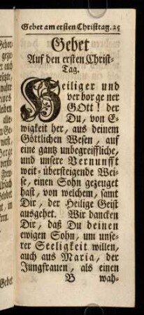 25-37, Gebet auf den ersten Christ-Tag