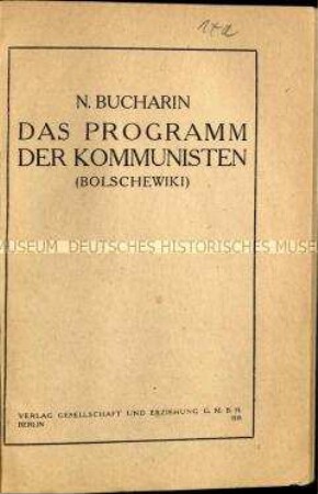 Parteiprogramm der Bolschewiki von 1918 in deutscher Übersetzung