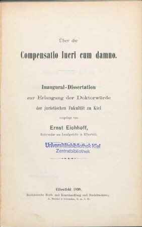 Über die Compensatio lucri cum damno