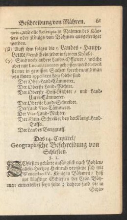 Das 14. Capittel/ Geographische Beschreibung von Schlesien