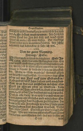 LXX. Von der guten Meynung. Anfang/ Ende.