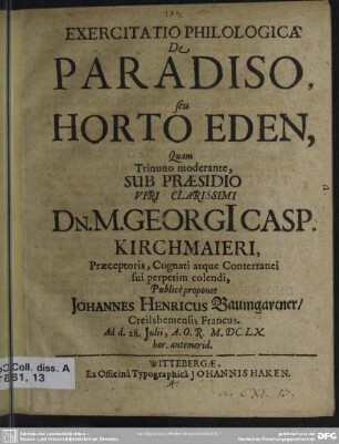 Exercitatio philologica de paradiso