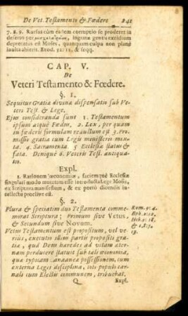 Cap. V. De Veteri Testamento & Foedere.