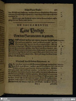 Eine Predigt. Von den Sacramenten in gemein
