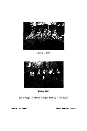 Sonniges Mahl [und] Wehre Dich! : Kunstbeilage "Neue Bahnen" ; zum Beitrag: Dr. Schnabel, Heroische Erziehung in der Familie