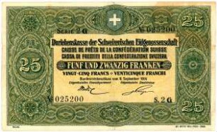 Geldschein, 25 Franken, 9.9.1914