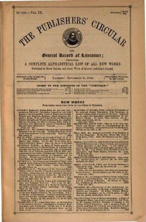 Publishers' circular and booksellers' record. 1846