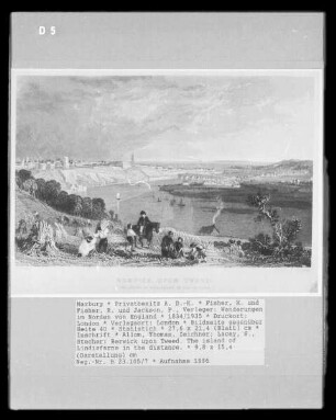 Wanderungen im Norden von England, Band 2 — Bildseite gegenüber Seite 40 — Berwick upon Tweed. The island of Lindisfarne in the distance.